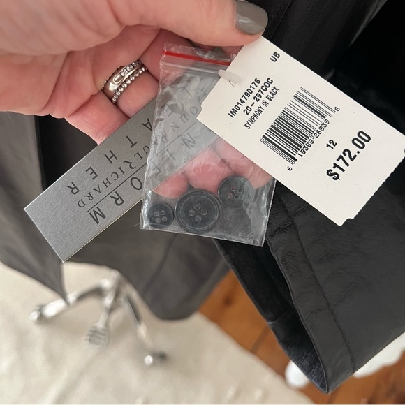 NWT Black Leather Trench Coat - Picture 12 of 16